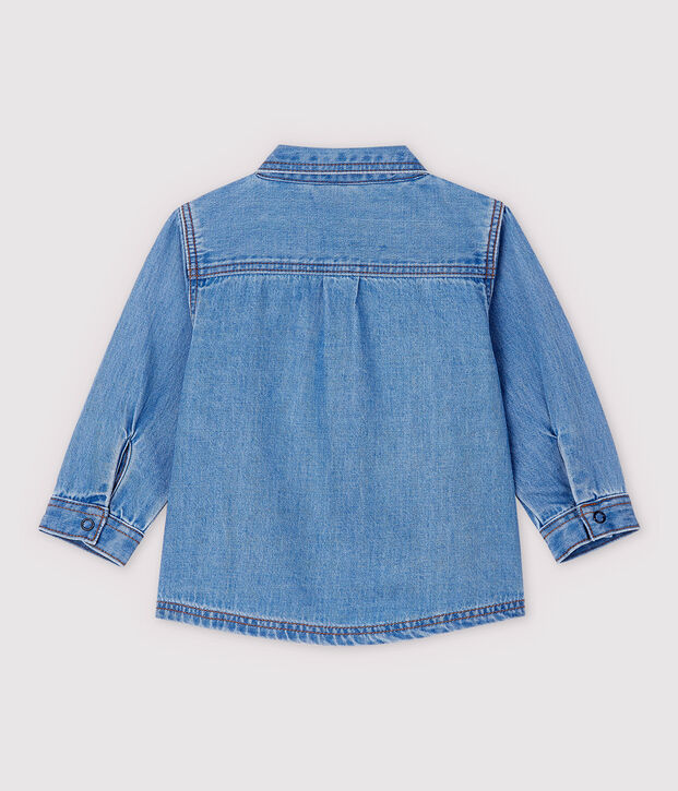 Camisa de manga larga de tela vaquera ligera de beb&eacute; ni&ntilde;o azul