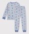 Pijama infantil de mulet&oacute;n con estampado de esquiadores azul/multicolor