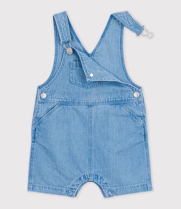 Peto corto de tejido denim ligero para beb&eacute; azul