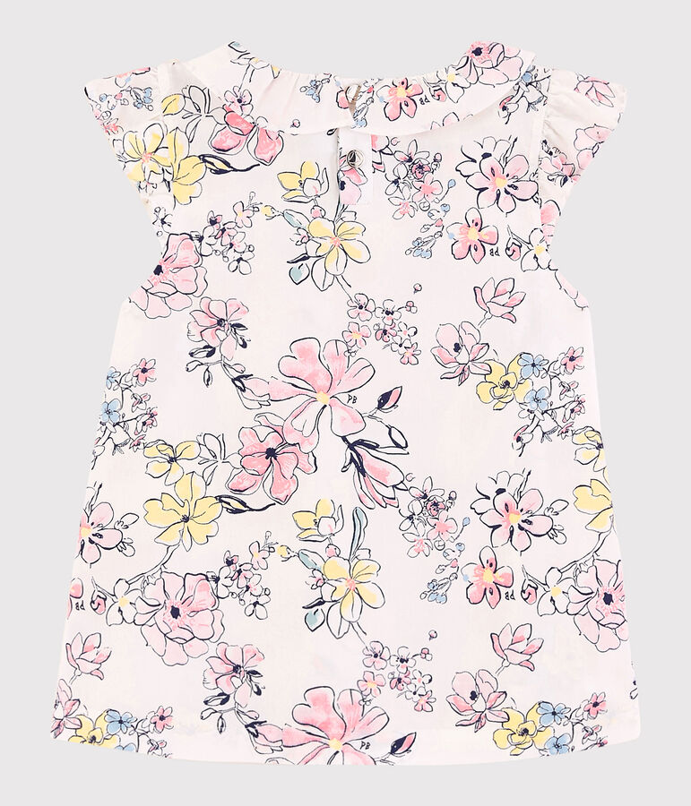 Blusa de manga corta de popelina de ni&ntilde;a blanco/multicolor
