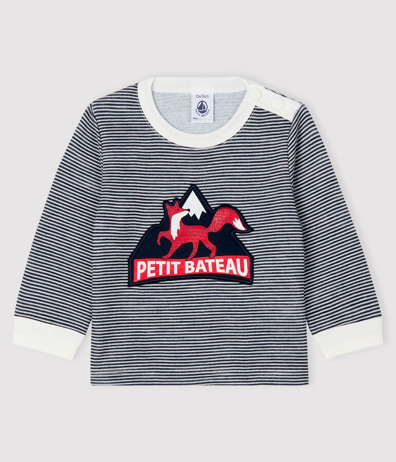 Camiseta para beb&eacute; ni&ntilde;o azul SMOKING/blanco MARSHMALLOW