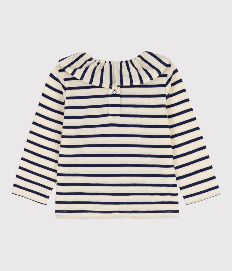 Blusa de punto ligero de manga larga para beb&eacute; crudo/azul