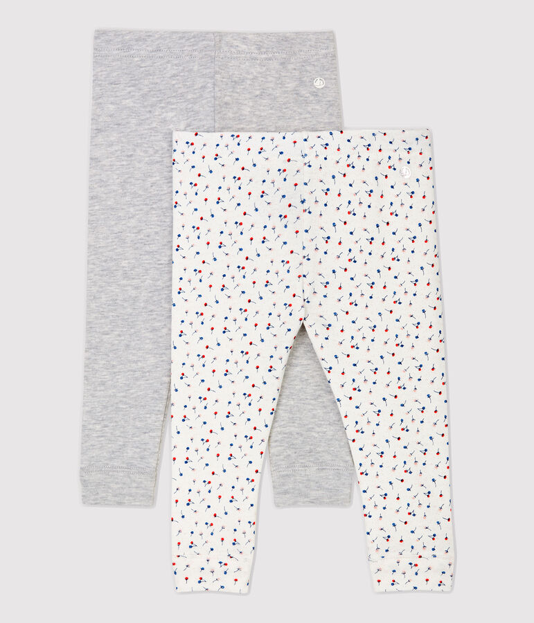 Juego de 2 leggings de algod&oacute;n de beb&eacute;. multicolor
