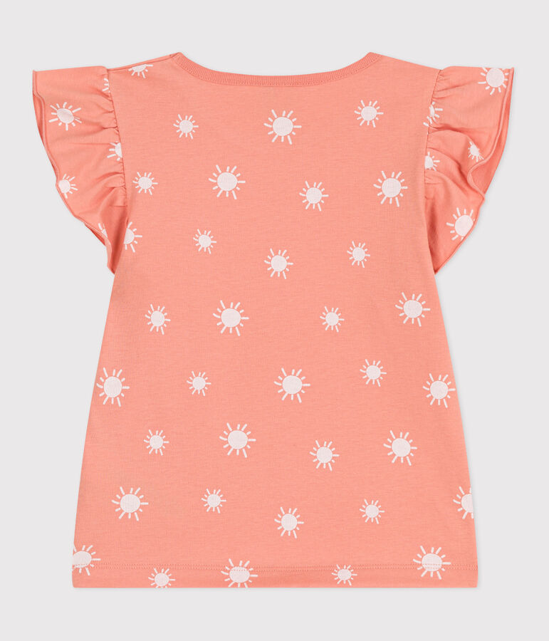 Camiseta infantil de manga corta de algod&oacute;n con estampado naranja/blanco