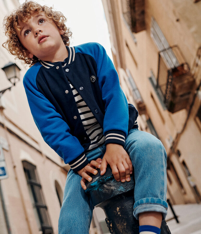 Chaqueta teddy de felpa para ni&ntilde;o azul/azul