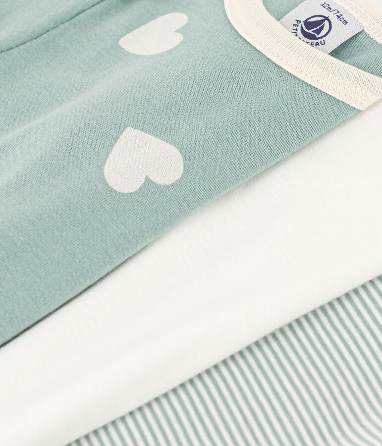 Juego de 3 bodis de algod&oacute;n de manga larga con corazones para beb&eacute; multicolor