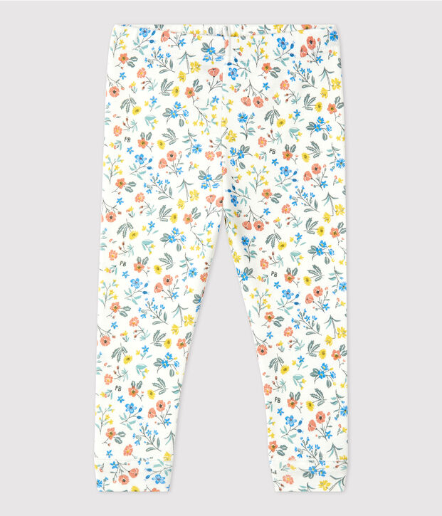 Leggings con estampado de flores de algod&oacute;n para beb&eacute; blanco/multicolor