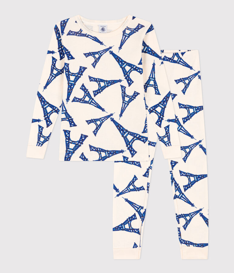 Pijama de algod&oacute;n ajustado para ni&ntilde;o/ni&ntilde;a crudo/multicolor