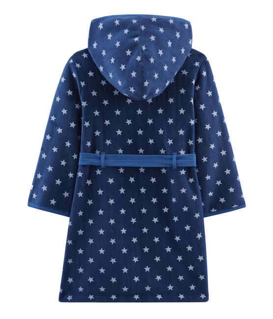 Bata de casa infantil de polar azul MEDIEVAL/blanco MARSHMALLOW