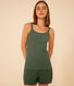 Pijama corto y top liso de algodón y lyocell de mujer