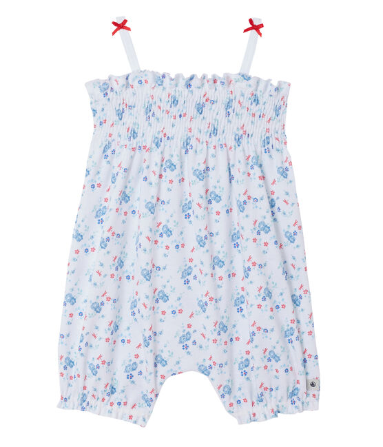 Mono corto estampado para bebé niña blanco ECUME/azul BLEU/ MULTICO