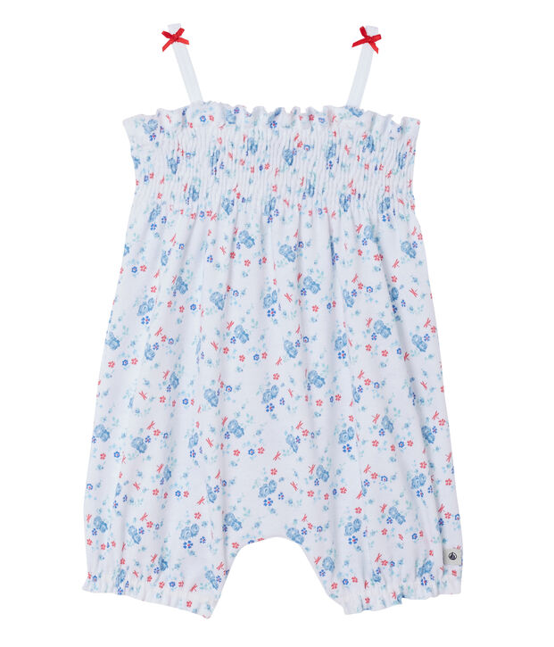 Mono corto estampado para beb&eacute; ni&ntilde;a blanco/azul/multicolor