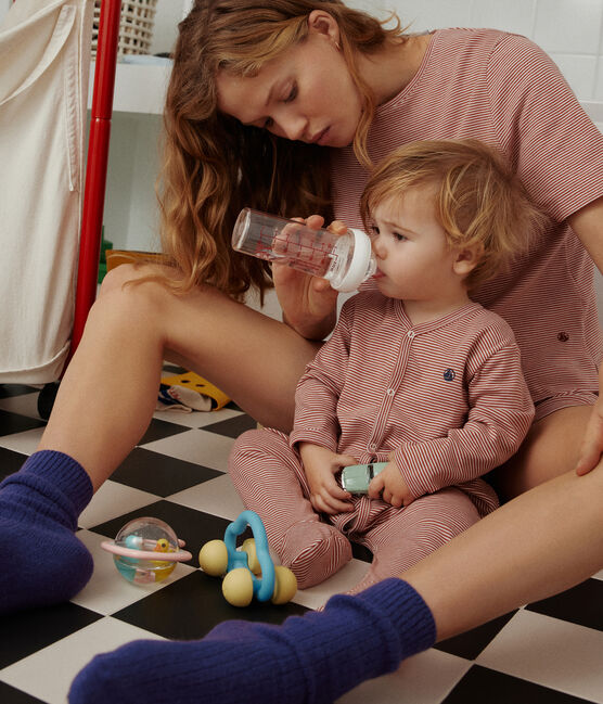 Pijama de algodón a rayas para bebé FAMEUX/ MARSHMALLOW