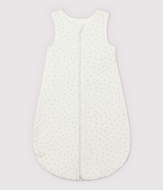 Saco de dormir blanco con estrellas de bebé de tela de pañal de algodón ecológico blanco MARSHMALLOW/gris GRIS
