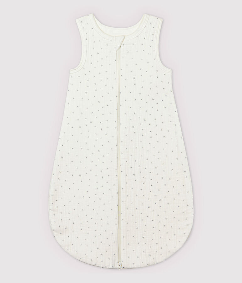 Saco de beb&eacute; de algod&oacute;n org&aacute;nico blanco/gris