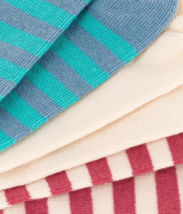 Juego de 3 pares de calcetines de punto de algod&oacute;n con rayas para ni&ntilde;os multicolor