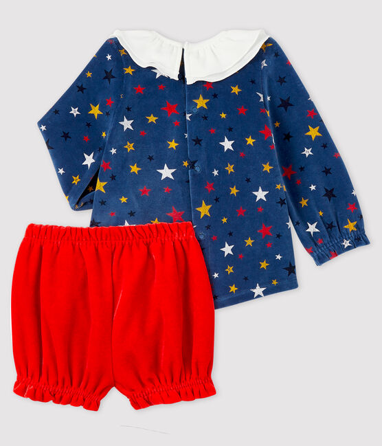 Conjunto de dos piezas para bebé niña azul MEDIEVAL/blanco MULTICO