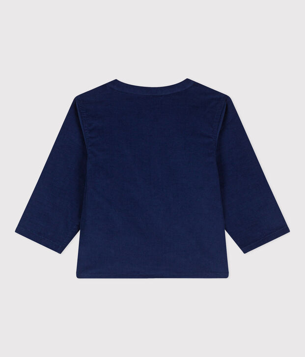 Camisa de micro pana de manga larga para beb&eacute; azul
