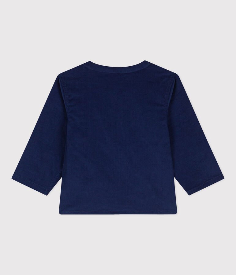 Camisa de micro pana de manga larga para beb&eacute; azul