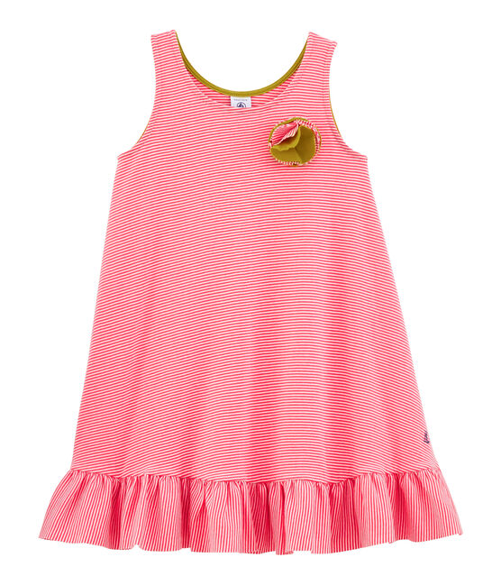 Vestido infantil para niña rosa GROSEILLER/blanco MARSHMALLOW