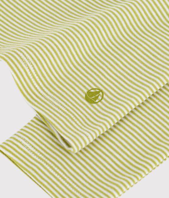 Camiseta de manga larga de algodón a rayas para mujer verde MOSS/ MARSHMALLOW