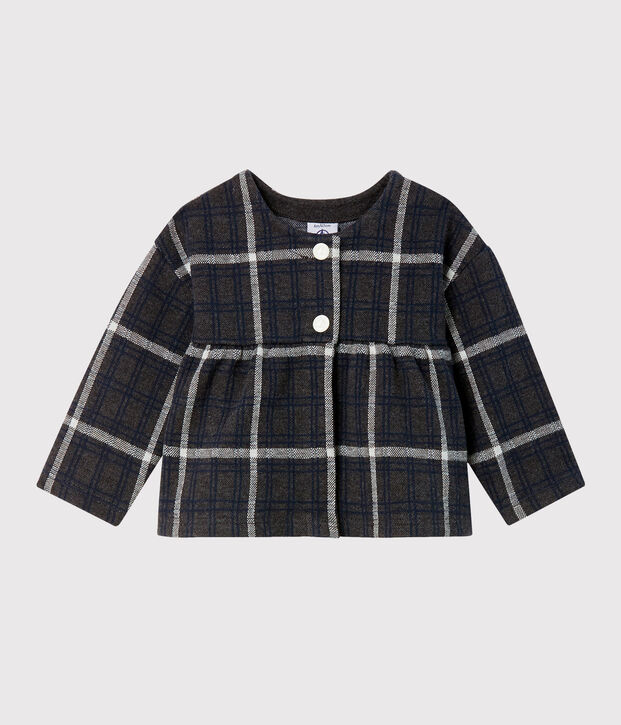 C&aacute;rdigan de cuadros para beb&eacute; ni&ntilde;a gris/multicolor