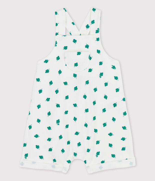 Peto corto con estampado vegetal de mulet&oacute;n ecol&oacute;gico de beb&eacute; blanco/verde
