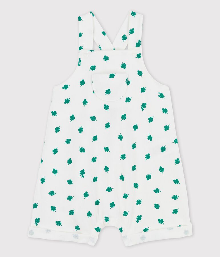 Peto corto con estampado vegetal de mulet&oacute;n ecol&oacute;gico de beb&eacute; blanco/verde