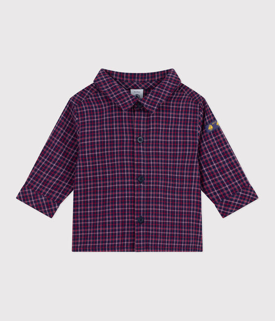 Camisa de franela a cuadros para bebé azul SMOKING/blanco MULTICO