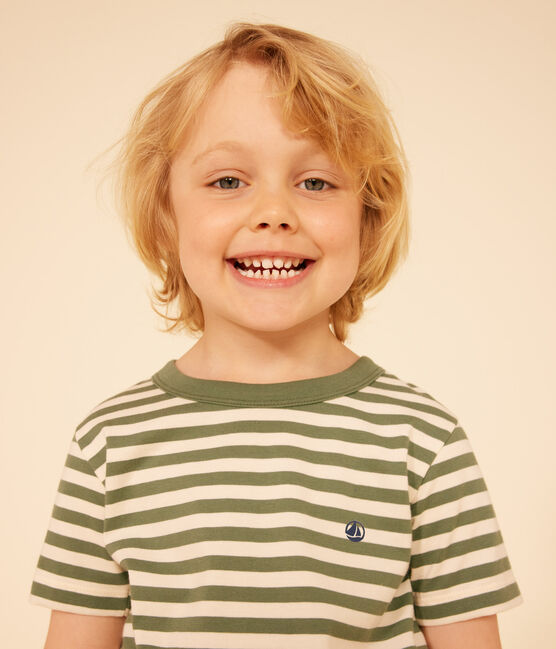 Camiseta a rayas de jersey ligero para niño verde CROCO/ AVALANCHE