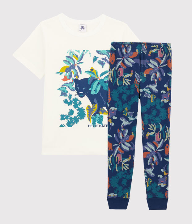 Pijama jungla de punto para ni&ntilde;o azul/multicolor