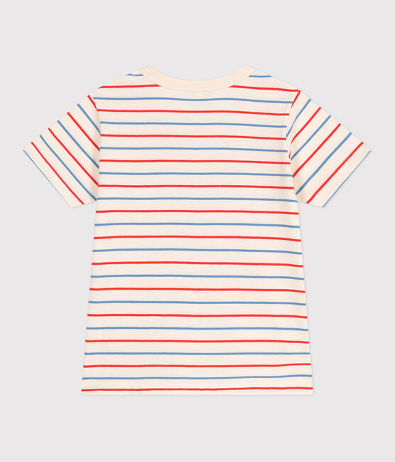 Camiseta infantil de manga corta de algodón con rayas y corazón blanco AVALANCHE/ MULTICO