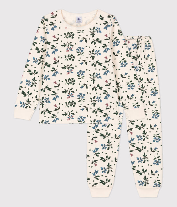 Pijama de felpa con flor para ni&ntilde;a crudo/multicolor