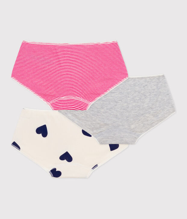 Juego de culottes infantiles de algod&oacute;n con estampado de corazones multicolor