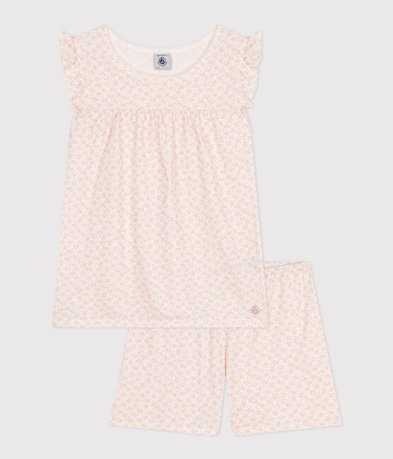Pijama corto infantil de algodón con estampado de flores MARSHMALLOW/ PANTY