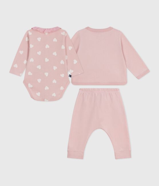 Conjunto de regalo de 2 piezas de terciopelo y body con estampado de corazones para bebé rosa JOLI