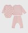Conjunto de regalo de 2 piezas de terciopelo y body con estampado de corazones para bebé rosa JOLI