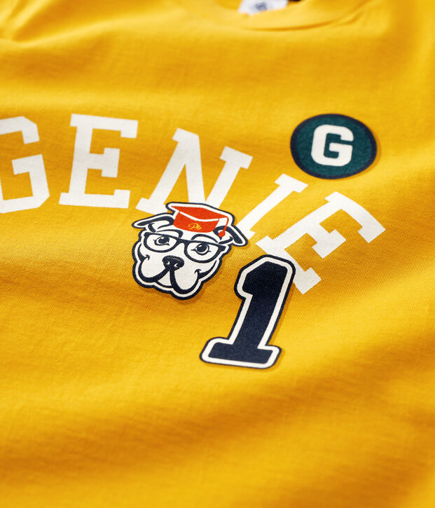 Camiseta de manga larga de algod&oacute;n de ni&ntilde;o amarillo