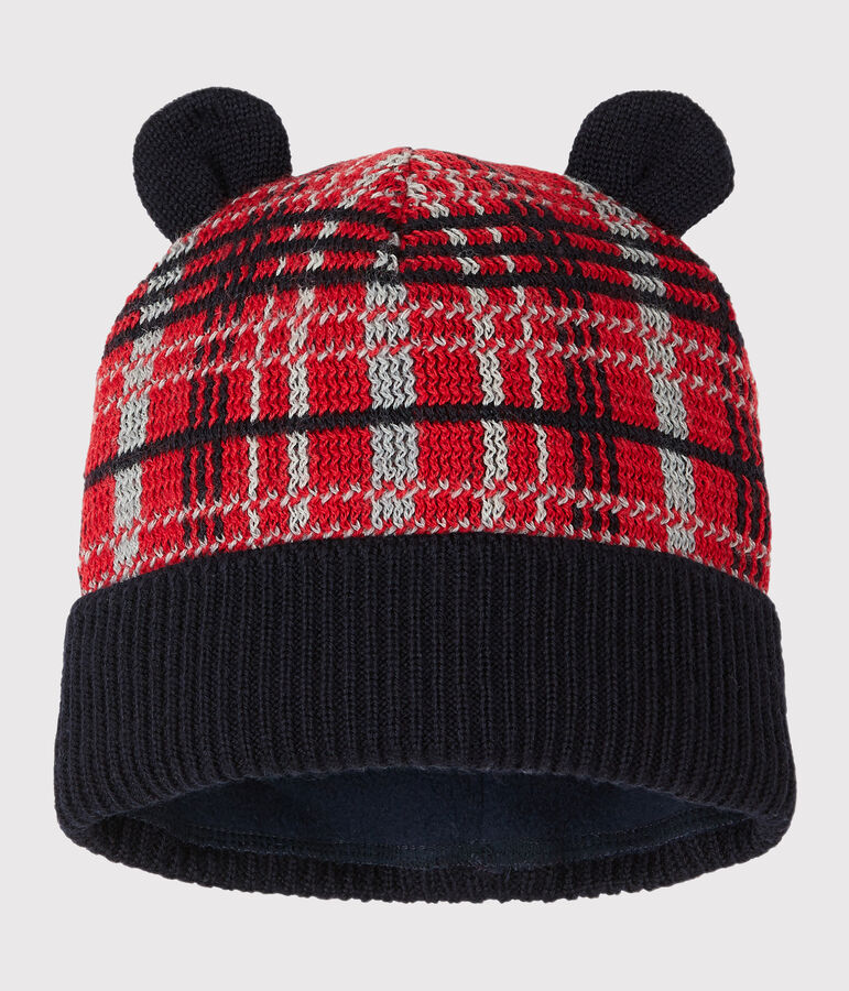 Gorro para beb&eacute; ni&ntilde;o con forro polar rojo/multicolor