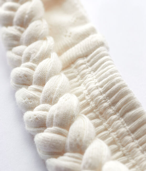 Diadema para el pelo trenzada de canalé de bebé niña blanco MARSHMALLOW