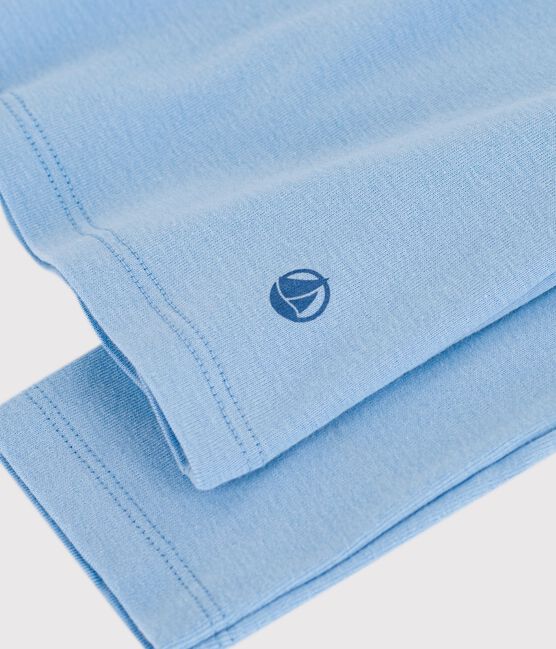 Camiseta lisa de algodón de manga larga para mujer azul FLO