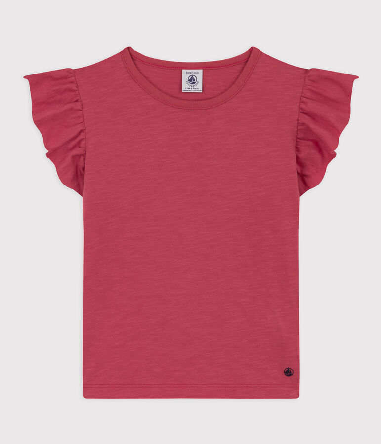 Camiseta de algod&oacute;n de manga corta para ni&ntilde;a rosa