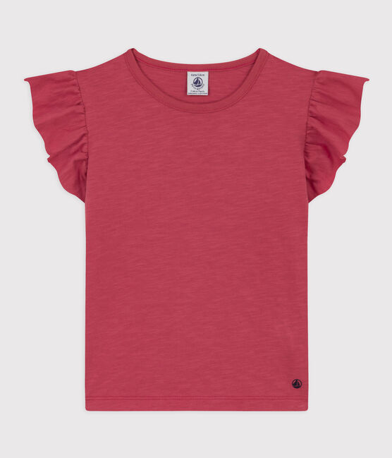 Camiseta de algodón de manga corta para niña rosa PAPI