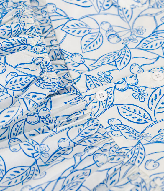 Vestido de algodón y pololo con estampado de cerezas azules para bebé azul MARSHMALLOW/ PORCELANA
