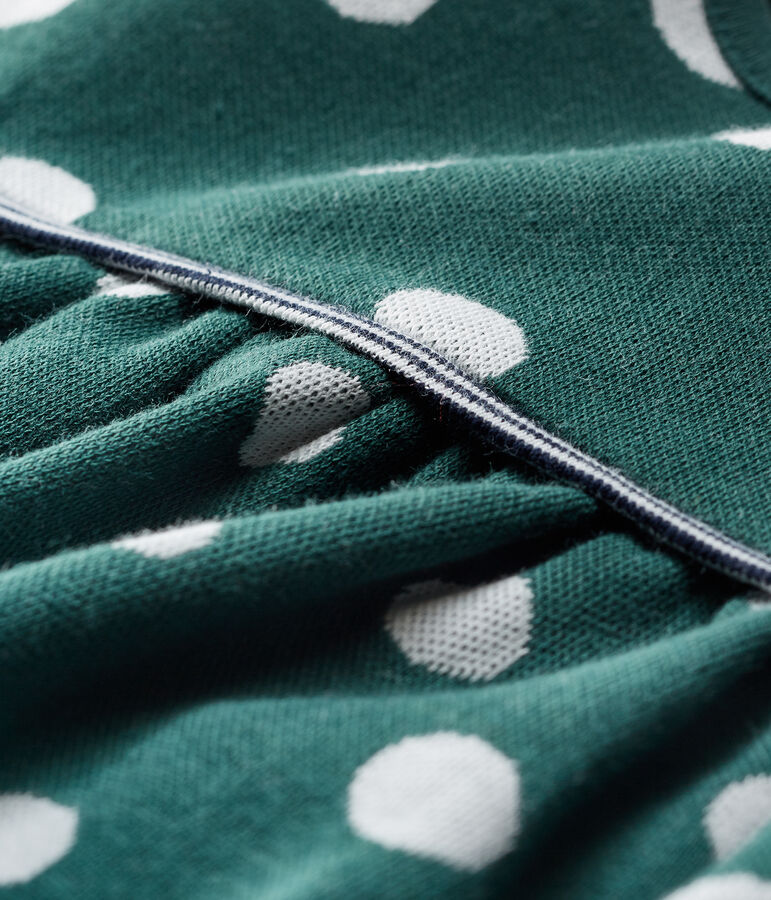 Vestido de manga larga y lunares para beb&eacute; ni&ntilde;a verde/blanco