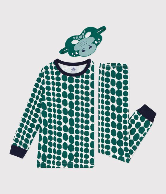Pijama disfraz infantil de algodón con estampado de cocodrilo verde MILK/ EVERGREEN