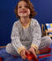 Pijama infantil de terciopelo con estampado de cohetes blanco MARSHMALLOW/blanco MULTICO