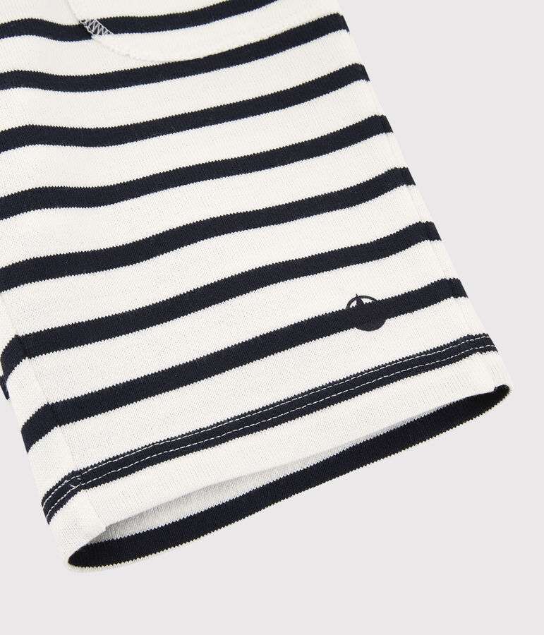 Bermudas de algod&oacute;n de ni&ntilde;o blanco MARSHMALLOW/azul SMOKING