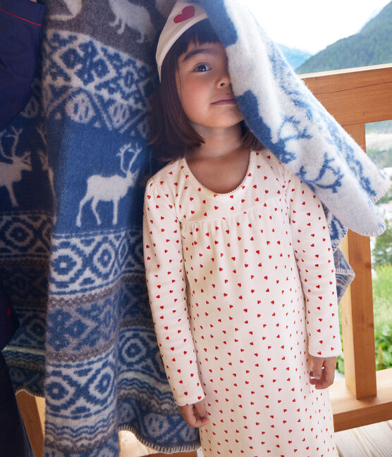 Camisón y diadema de terciopelo con corazón para niña blanco MARSHMALLOW/rojo TERKUIT