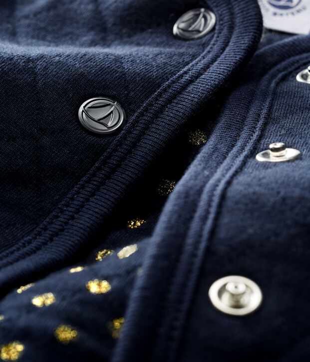 C&aacute;rdigan de tela t&uacute;bica acolchada para beb&eacute; ni&ntilde;a. azul